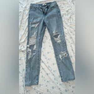 Straight Leg Ripped Jeans